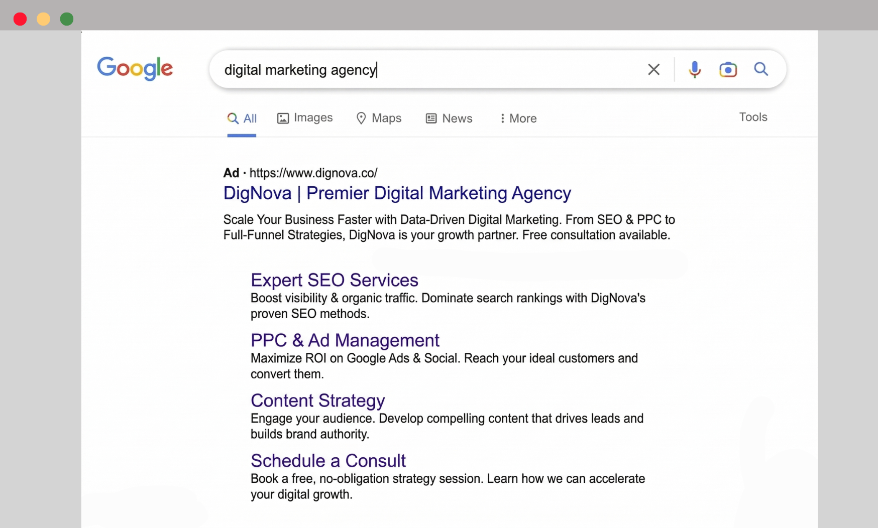 Google Search Ad Mockup